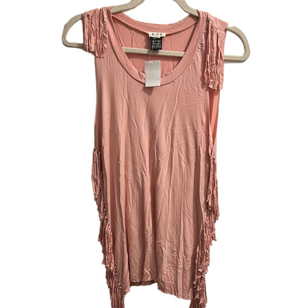 POL Pink Asymmetrical Flutter Sleeve Tank Top